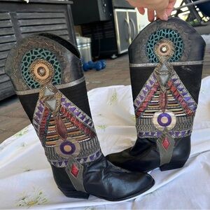 Serena Handmade Leather Patterned Cowboy Boot